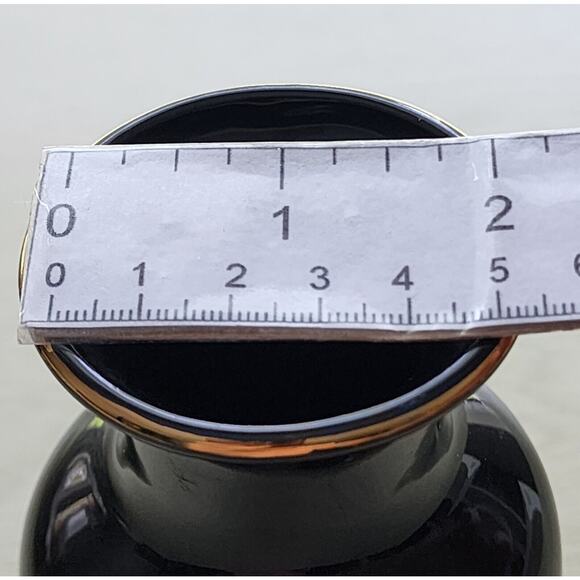 VASE-Japan-Small-Black Ceramic-Flowers-Gold Trimmed-6" Tall-Bud Vase - Picture 13 of 14